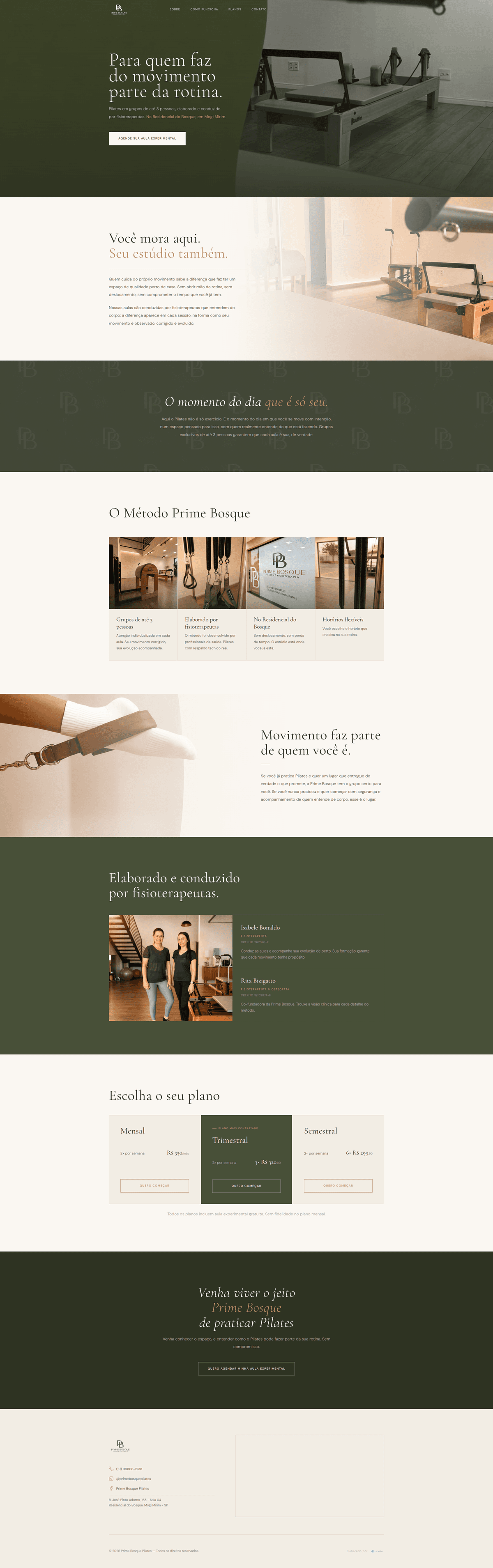 Landing page Prime Bosque Pilates