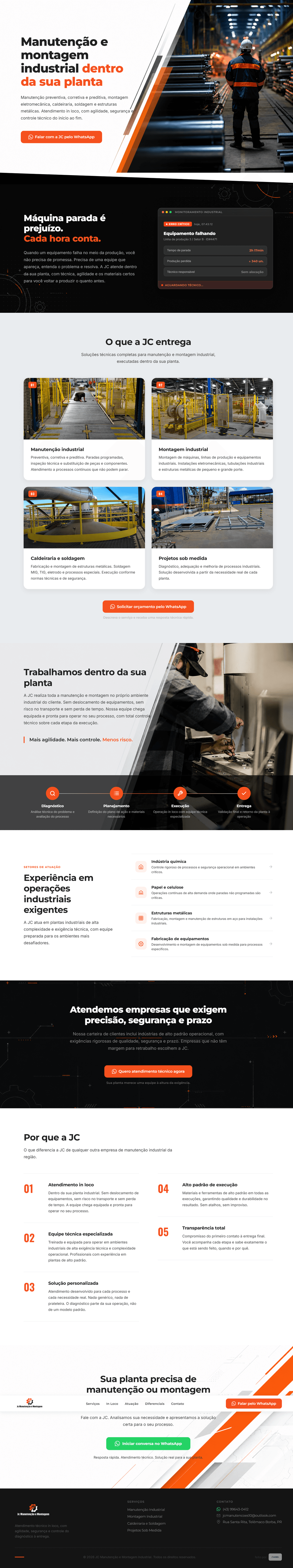 Landing page JC Manutenção e Montagem Industrial
