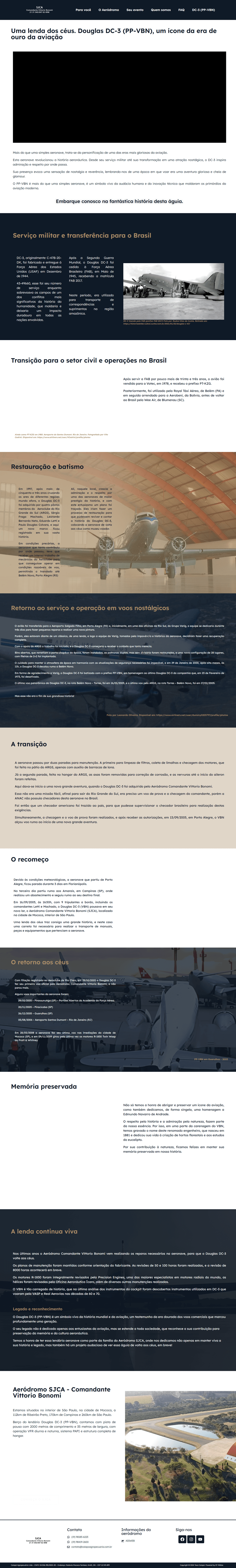 Landing page Aeródromo SJCA